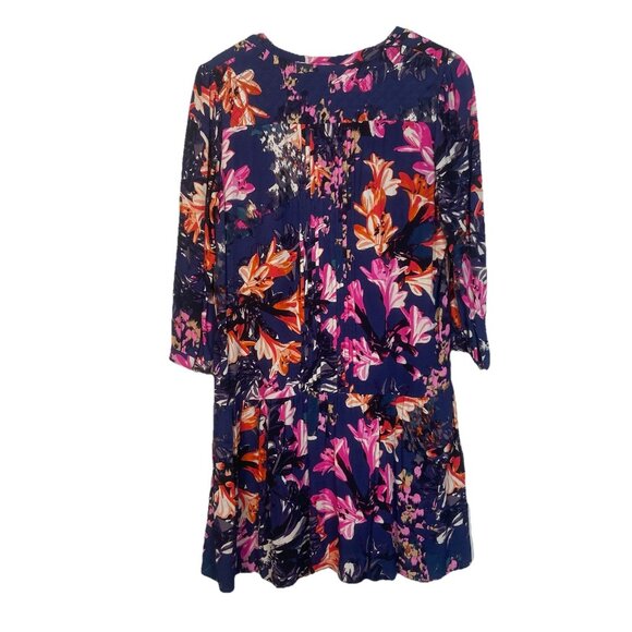 Anthropologie Maeve Caravane Dress Size Small Boho Tunic Navy Floral Drop Waist - Picture 9 of 11